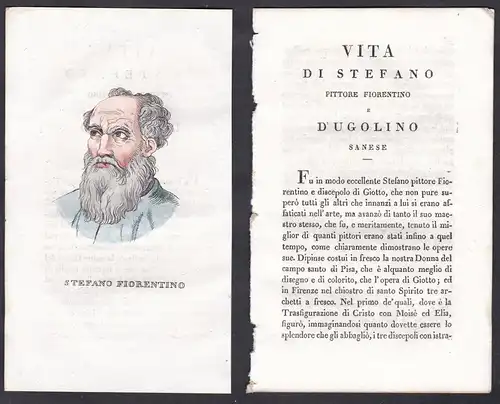 Stefano Fiorentino - Stefano Fiorentino (1301-1350) Maler painter Italien Italia Portrait Kupferstich copper e
