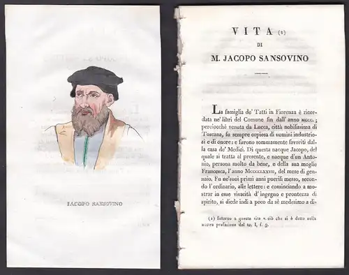 Iacopo Sansovino - Jacopo Sansovino (1486-1570) Bildhauer sculptor Italien Italia Portrait Kupferstich copper