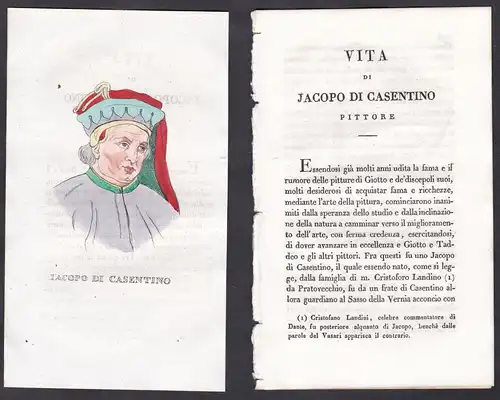 Iacopo di Casentino - Jacopo del Casentino (1330-1380) Maler painter Italien Italia Portrait Kupferstich coppe