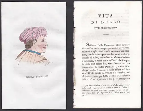 Dello Pittore - Dello di Niccolò Delli (1403-1470) Bildhauer sculptor Italien Portrait Kupferstich engraving a