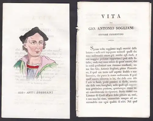 Gio: Ant: Sogdiani - Giovannantonio Sogliani (1492-1544) Maler painter Italien Portrait Kupferstich engraving