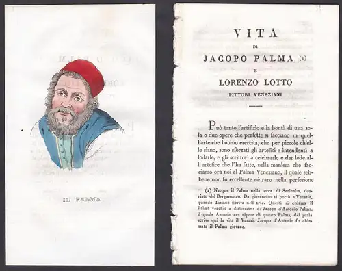 Il Palma - Jacopo Palma (1480-1528) Maler painter Italien Portrait Kupferstich engraving antique print