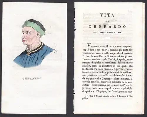 Gherardo - Gherardo Starnina (1354-1413) Maler painter Italien Portrait Kupferstich engraving antique print
