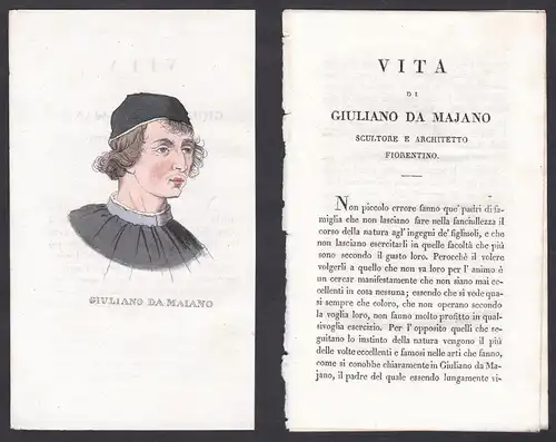 Guiliano da Maiano - Giuliano da Maiano (1432-1490) Architekt architect Italien Portrait Kupferstich engraving