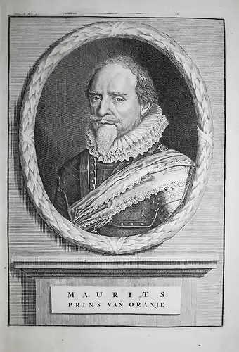 Maurits - Moritz von Oranien Nassau Dillenburg Holland Portrait Kupferstich engraving antique print