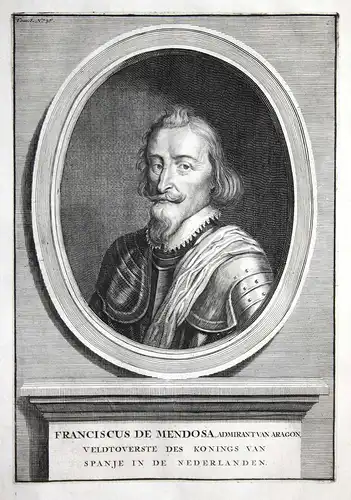 Franciscus de Medosa - Francisco de Mondoza Hollans Spain Portrait Kupferstich engraving antique print