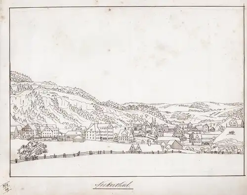 Neckerthal - Neckertal Kanton St. Gallen Toggenburg Schweiz Original Zeichnung dessin