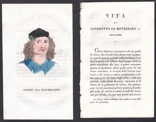 Bened: da Rovezzano - Benedetto da Rovezzano (1474-1552) Architekt architect Italien Italia Portrait Kupfersti