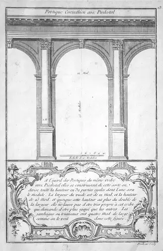 Portique Corinthien avec Piedestal - portique Portikus portico Architektur architecture Kupferstich copper eng