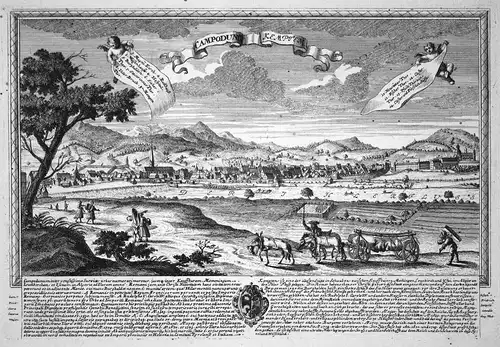 Campodunu - Kempten - Kempten Allgäu Schwaben Ansicht Panorama Kupferstich engraving Leopold Werner antique pr