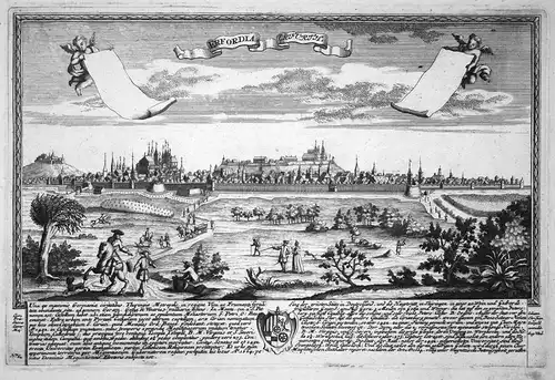 Erfordia - Erfurth - Erfurt Thüringen Ansicht Panorama Kupferstich engraving Leopold Werner antique print