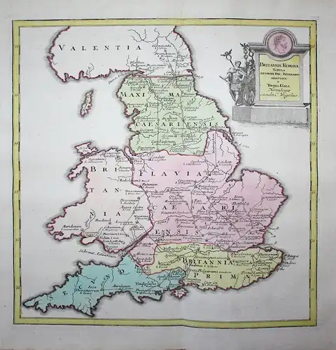 Britanniae Romanae - Britannien Britain Britannia Kelten Celts Europe Europa Karte map Kupferstich copper engr