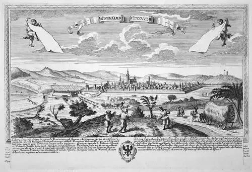 Winsheimiu - Winsheim - Bad Windsheim Bayern Ansicht Panorama Kupferstich engraving Leopold Werner antique pri