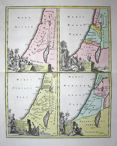 Conspectus Palestinae - Palestine Palästina Israel Judaica Karte map Kupferstich copper engraving antique prin