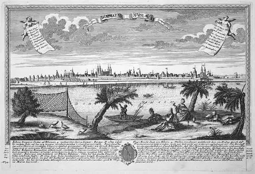 Wormatia - Worms - Worms Rheinland-Pfalz Ansicht Panorama Kupferstich engraving Leopold Werner antique print