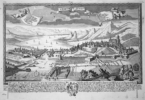 Geneva - Genf - Genf Geneva Schweiz Suisse Ansicht Panorama Kupferstich engraving Leopold Werner antique print