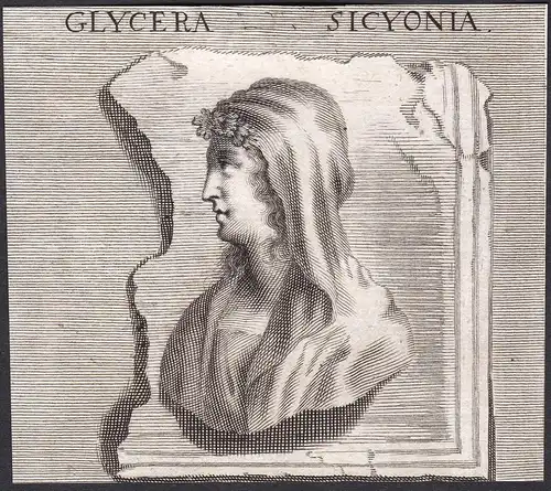 Glycera Sicyonia - Glykera von Sikyon Hetäre courtesan Portrait Griechenland Greece Kupferstich copper engravi