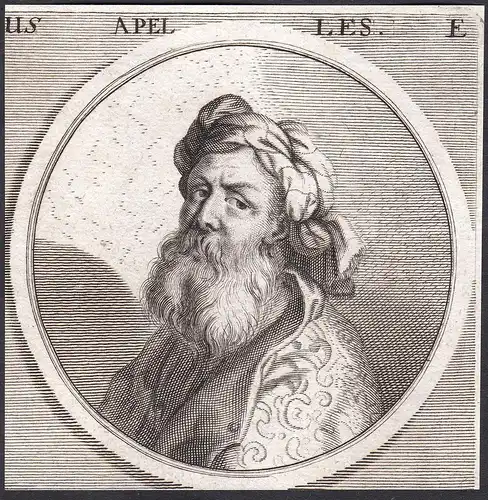 Apelles - Apelles Maler painter Portrait Griechenland Greece Kupferstich copper engraving antique print