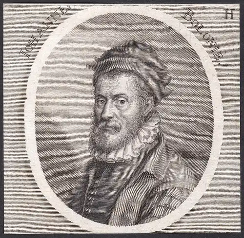 Iohannes Bolonie - Giovanni Bologna Bildhauer sculptor Portrait Kupferstich copper engraving antique print