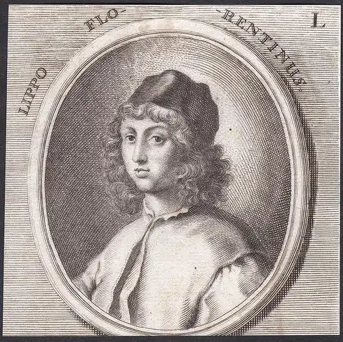 Lippo Florentinus - Lippo d'Andrea Maler painter Portrait Italien Italia Kupferstich copper engraving antique