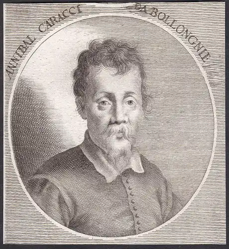 Annibal Caracci da Bollongne - Annibale Carracci Maler painter Portrait Italien Italy Kupferstich copper engra