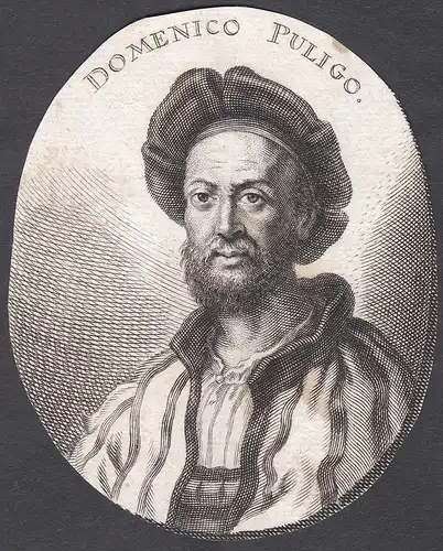 Domenico Puligo - Domenico Puligo Maler painter Portrait Italien Italy Kupferstich copper engraving antique pr