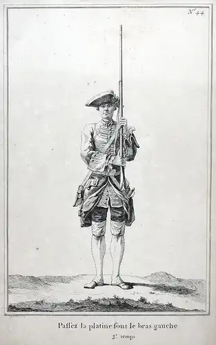 Passez la platine sous le bras gauche - 2.e temps - No. 44 - Foot drill soldier Militaria Gewehr Soldat Exerzi