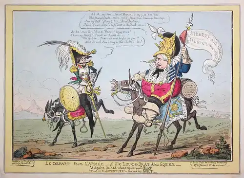 Le depart pour l'armée-of sir Lou-de-bras & his squire.- - Louis XVIII König king France Frankreich Louis Anto
