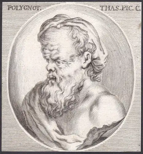 Polygnot. Thas. - Polygnotos Maler painter Portrait Griechenland Greece Kupferstich copper engraving antique p