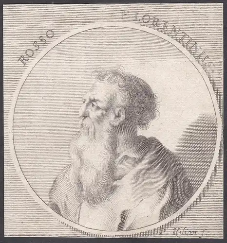 Rosso Florentinus - Rosso Fiorentino Maler painter Portrait Italien Italia Kupferstich copper engraving antiqu