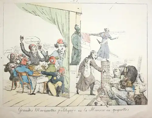 Grandes Marionettes politiques ou la Minerve en goguettes - Revolution Feier celebration Minerva Cambaceres to