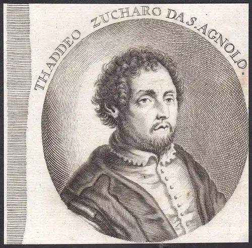 Thaddeo Zucharo da S. Agnolo - Taddeo Zuccari Maler painter Portrait Italien Italia Kupferstich copper engravi