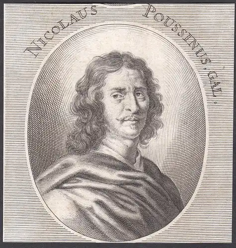 Nicolaus Poussinus. Gal. - Nicolas Poussin Maler painter Portrait Frankreich France Kupferstich copper engravi