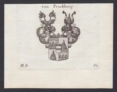 Von Pruckberg - Bruckberg Pruckberg Wappen Adel coat of arms heraldry Heraldik Kupferstich antique print