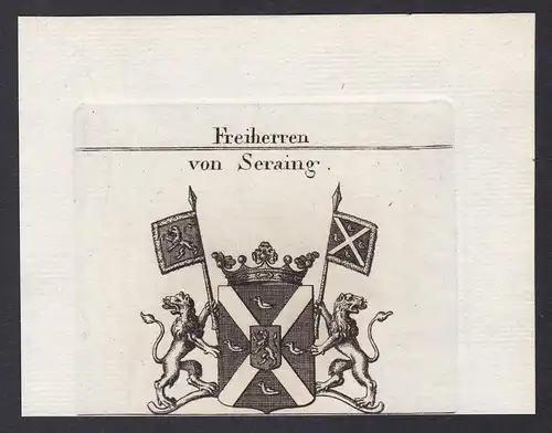 Freiherren von Seraing - Seraing Wappen Adel coat of arms heraldry Heraldik Kupferstich antique print