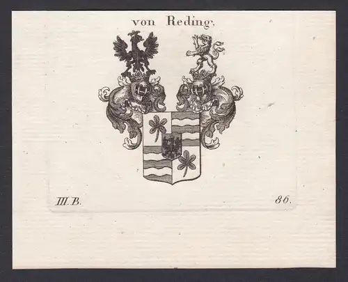Von Reding - Reding Wappen Adel coat of arms heraldry Heraldik Kupferstich antique print