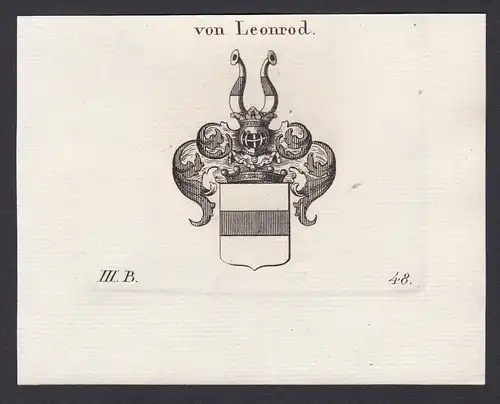 Von Leonrod - Leonrod Franken Schwaben Wappen Adel coat of arms heraldry Heraldik Kupferstich antique print