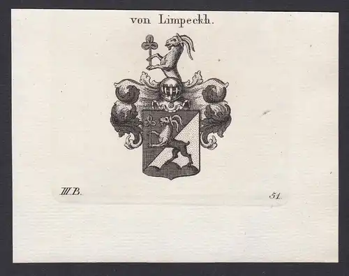 Von Limpeckh - Limpeck Limpeckh Wappen Adel coat of arms heraldry Heraldik Kupferstich antique print