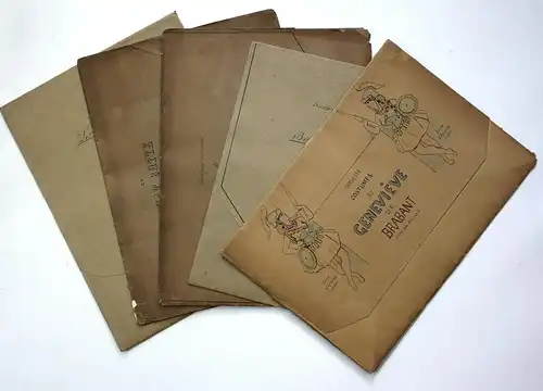 5 inscribed envelopes with together 48 fullpage watercolour designs for 5 operettas.