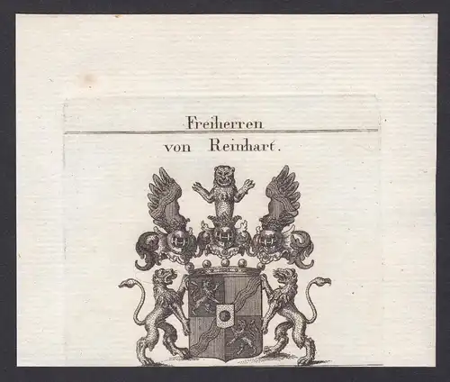 Freiherren von Reinhart - Reinhart Rheinhart Wappen Adel coat of arms heraldry Heraldik Kupferstich antique pr