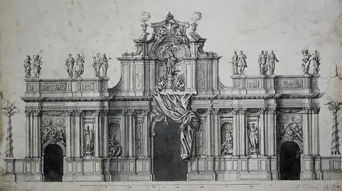 Design of an ephemeral triumphal arch for a Royal entry of Charles VI.