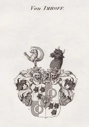 Von Imhoff - Imhoff Imhof Wappen Adel coat of arms heraldry Heraldik Kupferstich antique print