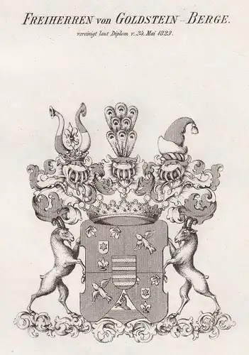 Freiherren von Goldstein-Berge. Vereinigt laut Diplom v. 24. Mai 1823 - Goldstein-Berge Wappen Adel coat of ar