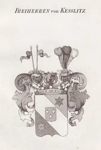Freiherren von Kesslitz - Kesslitz Schlesien Wappen Adel coat of arms heraldry Heraldik Kupferstich antique pr