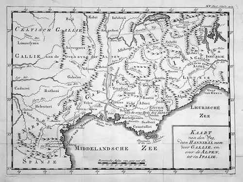 Kaart van den Weg, dien Hannibal nam door Gallie, en over de Alpen, tot in Italie - Hannibal Alpenüberquerung