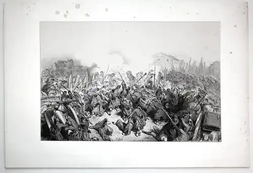 Gustave Doré Schlacht battle soldiers Soldaten Kampf fight Lithographie lithograph antique print