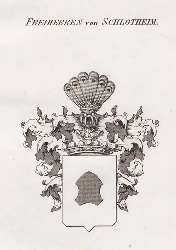 Freiherren von Schlotheim - Schlotheim Thüringen Wappen Adel coat of arms heraldry Heraldik Kupferstich antiqu