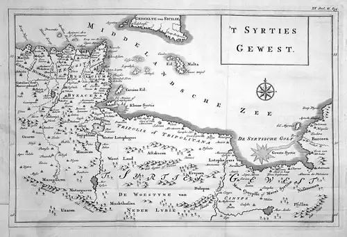 'T Syrties Gewest - Syrien Syria Asia Asien Karte map Kupferstich copper engraving antique print