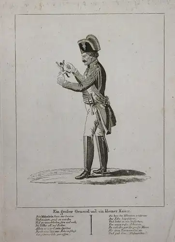 Ein grosser General und ein kleiner Kaiser - Leberecht von Blücher Lilliputian Napoleon caricature Karikatur c