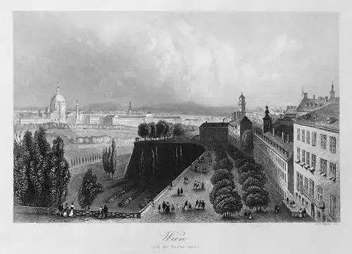 Wien (von der Bastei aus) - Wien Vienna Österreich Austria Ansicht view Stahlstich steel engraving antique pri